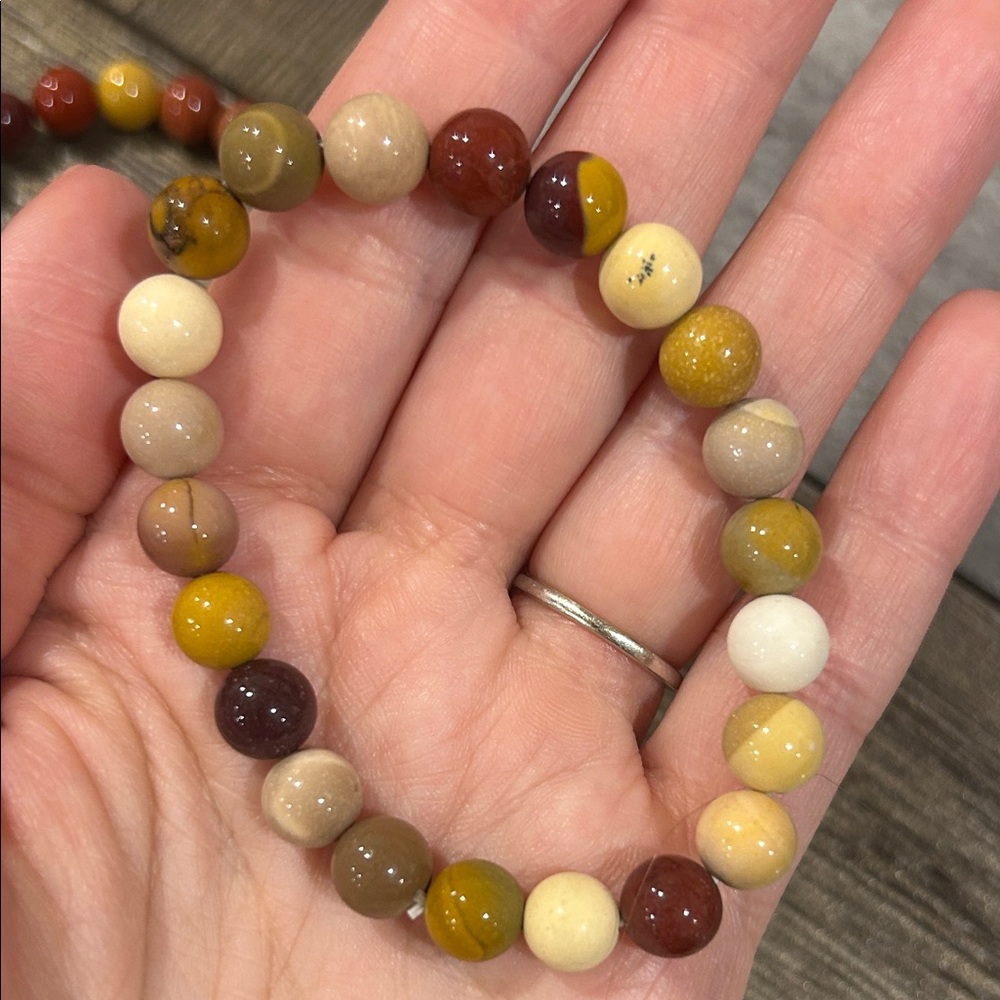 Mookaite Jasper 8mm Beaded Stretch Bracelet - price for BOTH bracelet - Picture 5 of 5